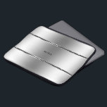 Black & Shiny Stainless Steel Rand Laptop Fodral<br><div class="desc">Elegant modernt geometriskt rostfritt stål med svart rand. Valfritt monogram.</div>