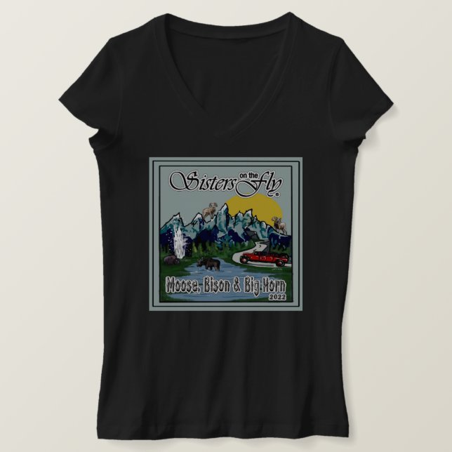 Black Shirt SOTF Moose, Bison & Big Horn T Shirt (Design framsida)