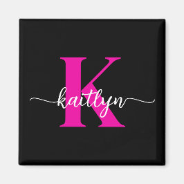 Black Shock rosa Monogram Magnet