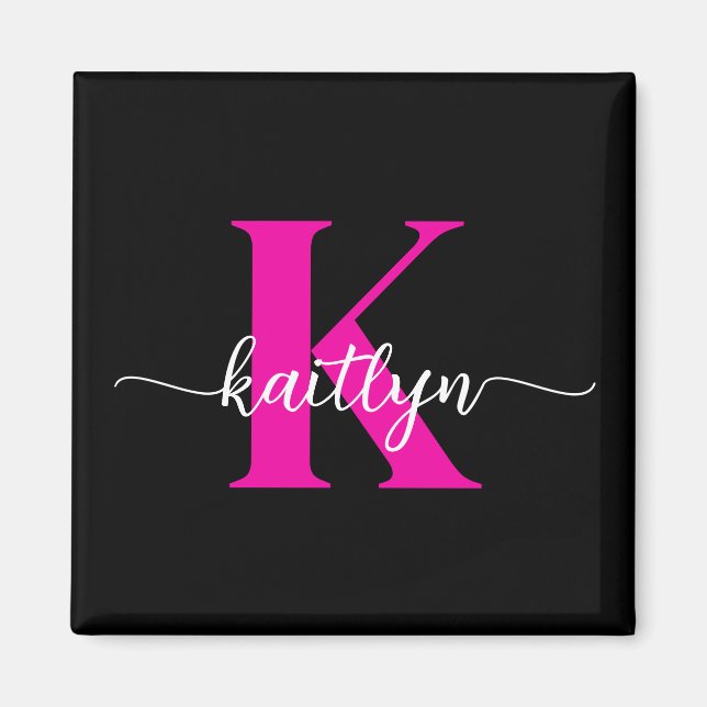 Black Shock rosa Monogram Magnet (Framsidan)