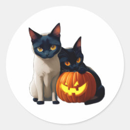 Black Siamese Cat Pumpkin Cute Kawaii Animals Pets Runt Klistermärke