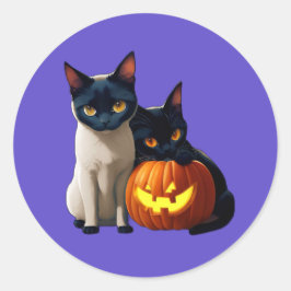 Black Siamese Cat Pumpkin Cute Kawaii Animals Pets Runt Klistermärke