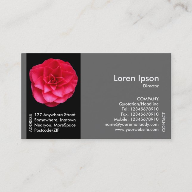 Black Side Band Flower - Red Camellia Visitkort (Framsida)