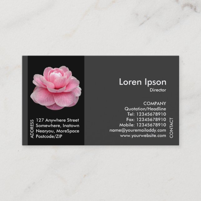 Black Side Band Flower - Rosa Camellia II Visitkort (Framsida)