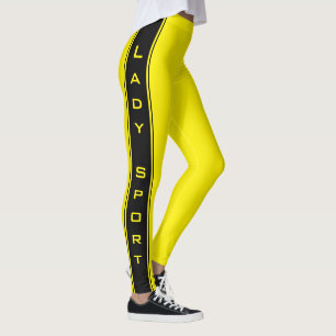 Black Side Rand Ywllow Leggings eller Välj Färg