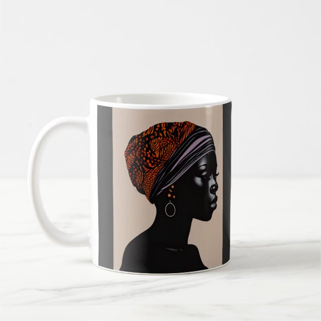 Black Silhouette African American Woman Head Wrap Kaffemugg (Vänster)