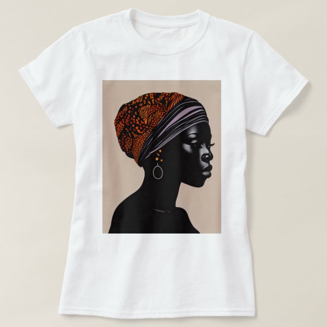 Black Silhouette African American Woman Head Wrap T Shirt (Design framsida)