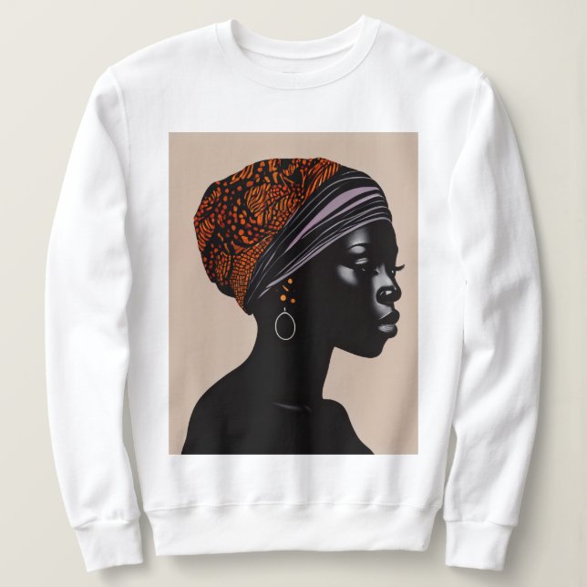 Black Silhouette African American Woman Head Wrap T Shirt (Design framsida)