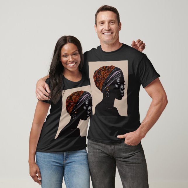 Black Silhouette African American Woman Head Wrap T Shirt (Unisex)