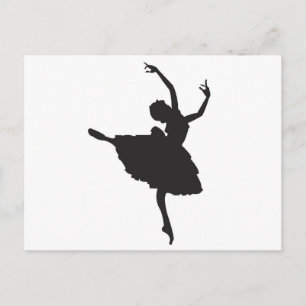 Black Silhouette Ballet Dancer Vykort