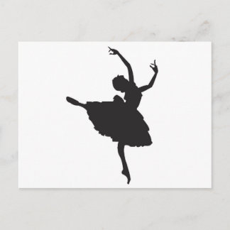 Black Silhouette Ballet Dancer Vykort