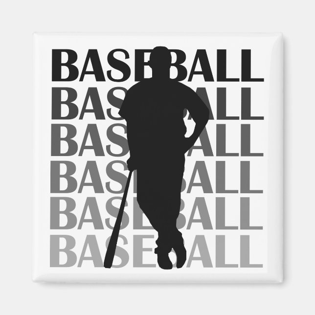 Black Silhouette Baseball Player T-shirts och Gift Magnet (Framsidan)