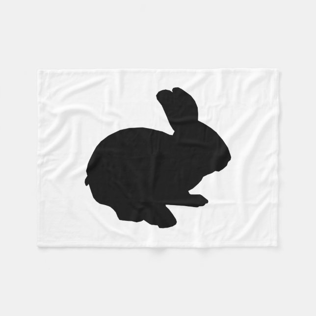 Black Silhouette Bunny Fleece Blanket (Framsidan (Horisontell))