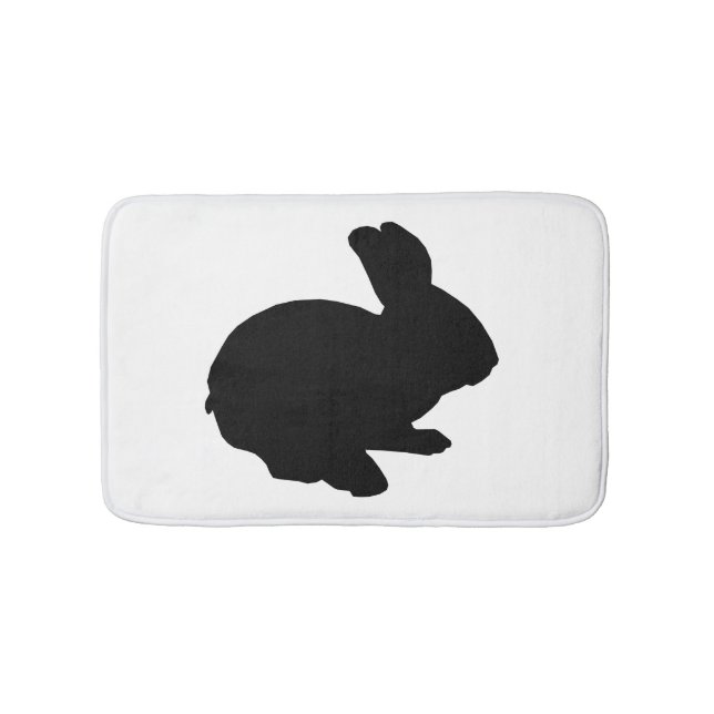 Black Silhouette Bunny Rabbit Bath Mat Badrumsmatta (Framsidan)