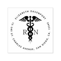 Black Silhouette Caduceus Registered Nurse RN