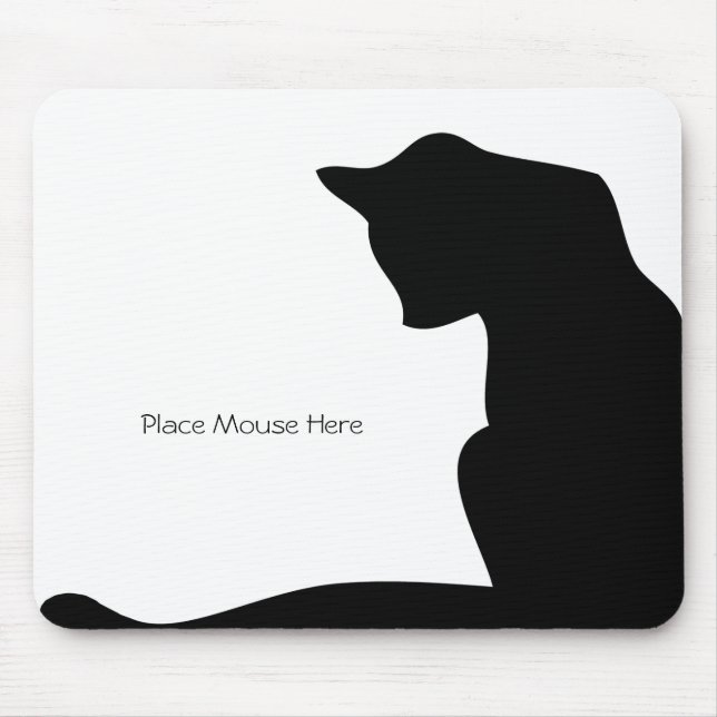 Black Silhouette Cat - Ställe Mouse här Musmatta (Framsidan)