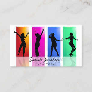 Black Silhouette Dancer Hip hop Rainbow Visitkort