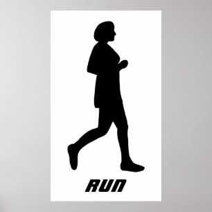 Black Silhouette Female Springer Running Springa Poster