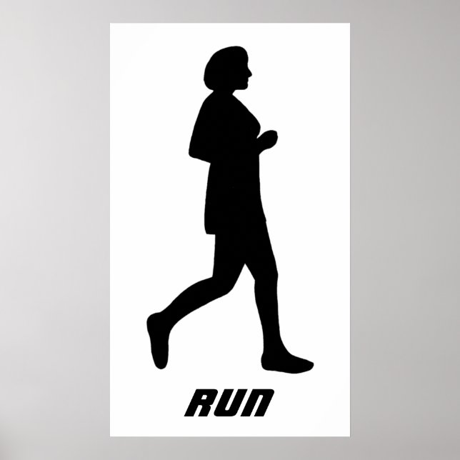 Black Silhouette Female Springer Running Springa Poster (Framsidan)