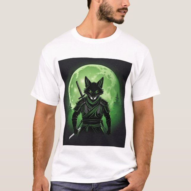 Black Silhouette Fox T Shirt (Framsida)