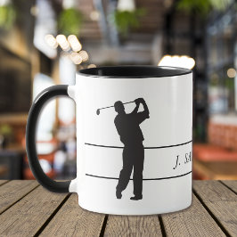 Black Silhouette Fullt Swing Golfer Mugg