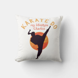 Black Silhouette Girly Sports Karate Martial Arts Kudde