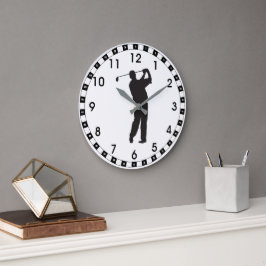 Black Silhouette Golfer Stor Klocka