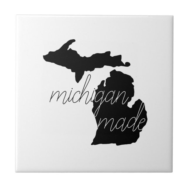 Black Silhouette med Michigan Made Typography Kakelplatta (Framsidan)