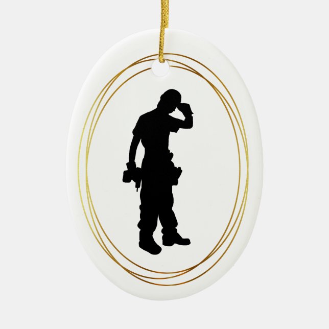 Black Silhouette of Construction Worker Ornament (Framsidan)