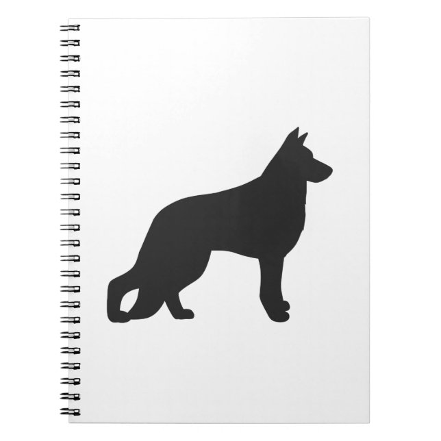 Black silhouette of German Shepherd hund Anteckningsbok (Framsidan)