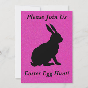 Black Silhouette Påsk Rabbit Bright Shock rosa Inbjudningar