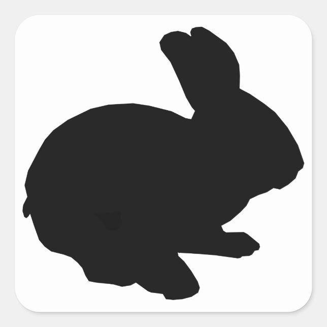 Black Silhouette Påskhare Stickers Fyrkantigt Klistermärke (Framsida)
