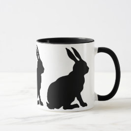 Black Silhouette Rabbits Mugg