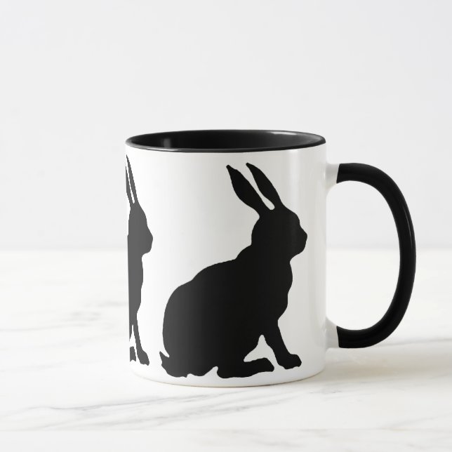 Black Silhouette Rabbits Mugg (Höger)