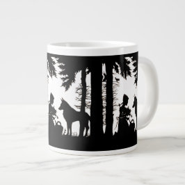 Black Silhouette Red Riding Huva Varg Skogen Jumbo Mugg
