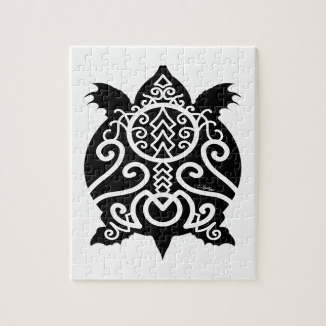 Black Silhouette Snapper Turtle Pussel (Vertikal)