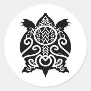 Black Silhouette Snapper Turtle Runt Klistermärke