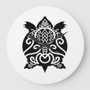 Black Silhouette Snapper Turtle Stor Klocka