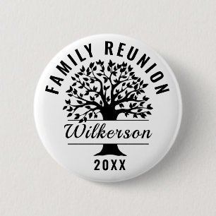 Black Silhouette Träd Family Reunion Souvenir Gift Knapp