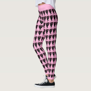 Black Silhouette Victorian Dam Head Hat Rosa Leggings