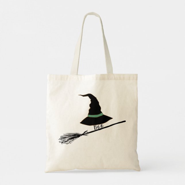 Black Silhouette Witch & Pumpkin Treats  Tygkasse (Baksida)