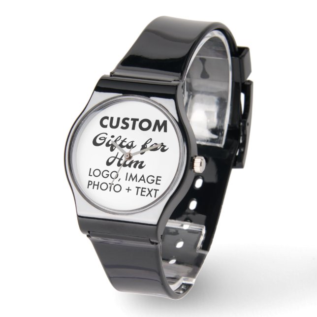 Black Silicone Watch Anpassningsbar Gifts for Him Armbandsur (Vinkel)