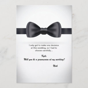 Black Silke Bow Tie Groomsman-begäran Inbjudningar