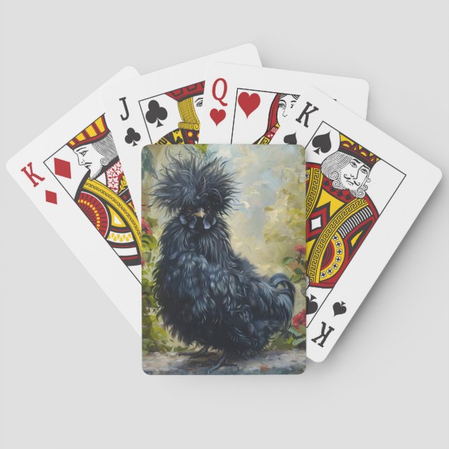 Black Silkie Chicken Painting Casinokort (Baksidan)