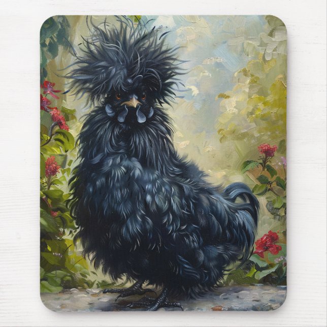Black Silkie Chicken Painting Musmatta (Framsidan)
