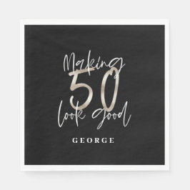Black silver 50-årsdag, modern elegant pappersservett