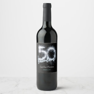 Black Silver 50 och fortfarande Fabulous 50:e föde Vinflaska Etikett