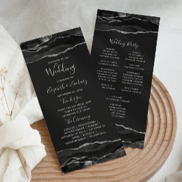 Black Silver Agate Bröllop Program