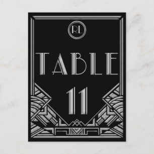 Black Silver Art Deco Gatsby Stil Bordsnummer 11