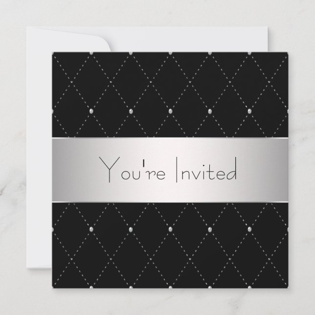 Black Silver Black Tie Corporate Party Inbjudningar (Framsida)